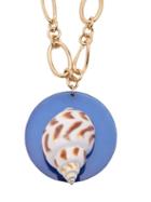 Matchesfashion.com Rebecca De Ravenel - Sirena Shell And Gold Plated Pendant Necklace - Womens - Blue