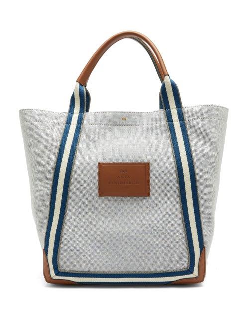 Matchesfashion.com Anya Hindmarch - Pont Striped-handle Canvas Tote Bag - Womens - Grey Multi