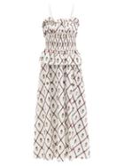 Lug Von Siga - Amara Floral-embroidered Cotton-poplin Dress - Womens - White Multi
