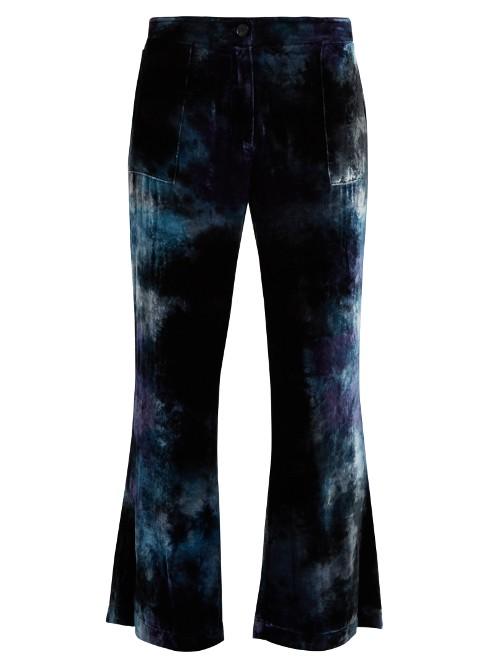 Raquel Allegra Tie-dye Flared Velvet Trousers