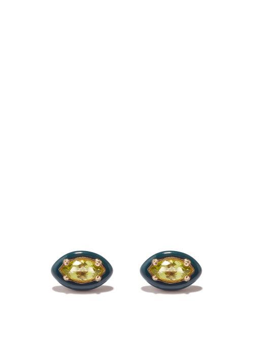 Bea Bongiasca - Sweetness Crystal, Enamel & Silver Earrings - Womens - Green Multi