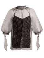 Matchesfashion.com Erdem - Nayla Polka Dot Tulle Blouse - Womens - Black White