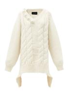 Matchesfashion.com Simone Rocha - Pearl-embellished Oversized Cable-knit Sweater - Womens - Cream