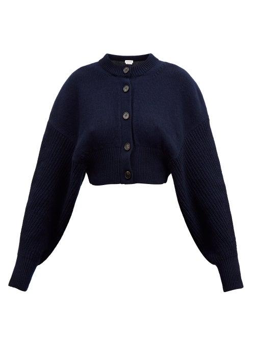 Alexander Mcqueen - Cropped Drop-shoulder Cardigan - Womens - Navy