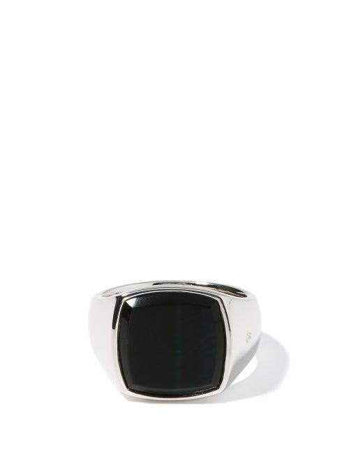 Matchesfashion.com Tom Wood - Cushion Hawk Eye & Sterling-silver Signet Ring - Mens - Silver