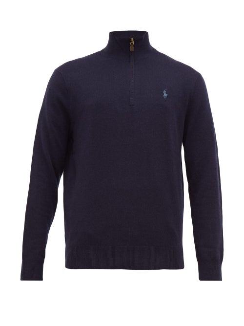 Matchesfashion.com Polo Ralph Lauren - Half Zip Wool Sweater - Mens - Navy