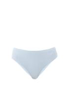 Matchesfashion.com Ganni - High-rise Ribbed Bikini Briefs - Womens - Light Blue
