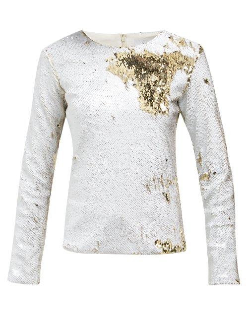 Matchesfashion.com Racil - Judy Sequin Embellished Tulle Top - Womens - White Gold