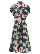 Matchesfashion.com Colville - Tiger Tail Print Silk-crepe Dress - Womens - Green