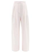 Ladies Beachwear Three Graces London - Molly High-rise Linen Wide-leg Trousers - Womens - Light Pink