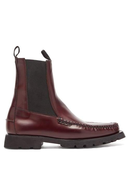 Matchesfashion.com Hereu - Alda Sport Leather Chelsea Boots - Mens - Burgundy