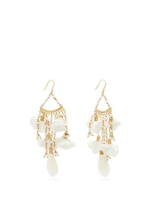 Matchesfashion.com Rosantica - Sentiero Pearl-embellished Floral-charm Earrings - Womens - White