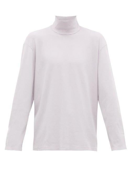 Matchesfashion.com Our Legacy - Mock Neck Cotton Jersey Long Sleeve T Shirt - Mens - Purple