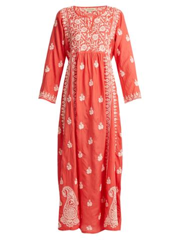 Muzungu Sisters Floral Embroidered Silk Dress