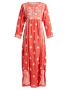 Muzungu Sisters Floral Embroidered Silk Dress