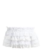 Matchesfashion.com Dolce & Gabbana - Ruffled Broderie Anglaise Cotton And Silk Crop Top - Womens - White