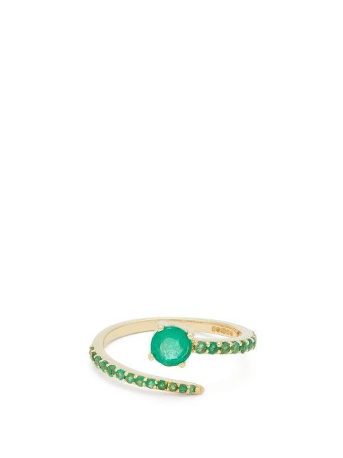 Matchesfashion.com Ileana Makri - Grass Seed Emerald & 18kt Gold Ring - Womens - Yellow Gold