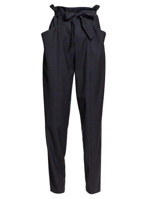Matchesfashion.com Isabel Marant Toile - Vittoria Paperbag Waist Tailored Trousers - Womens - Navy