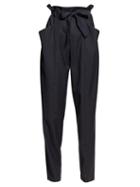 Matchesfashion.com Isabel Marant Toile - Vittoria Paperbag Waist Tailored Trousers - Womens - Navy