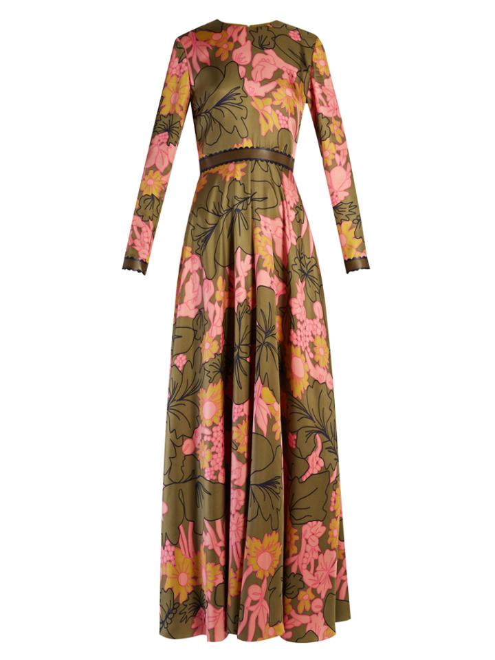 Roksanda Kamenev Wood-flora Print Silk Gown