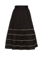 Jupe By Jackie Pampanini Embroidered A-line Wool Skirt