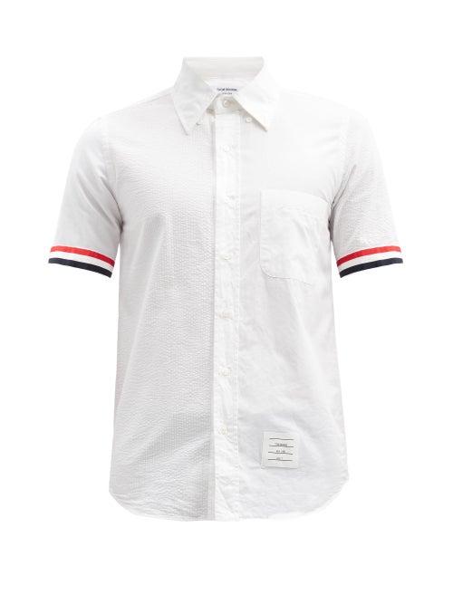 Matchesfashion.com Thom Browne - Fun-mix Stripe-tipped Panelled Cotton Shirt - Mens - White
