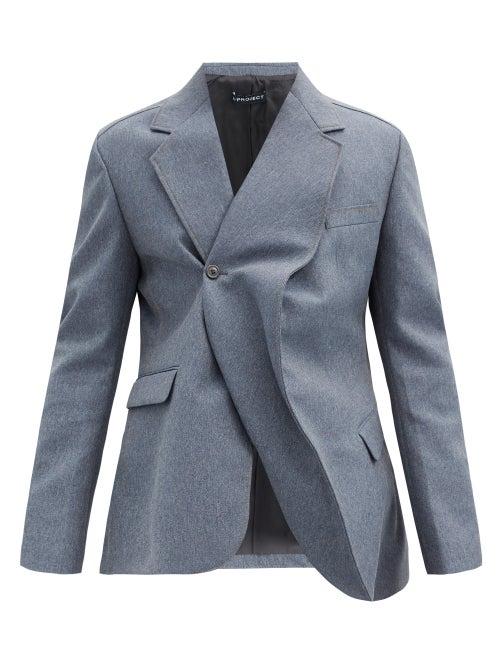 Matchesfashion.com Y/project - Twisted Double-breasted Flannel Jacket - Mens - Grey