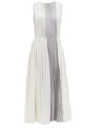 Matchesfashion.com Luisa Beccaria - Panelled Pleated Crepe Dress - Womens - White Multi