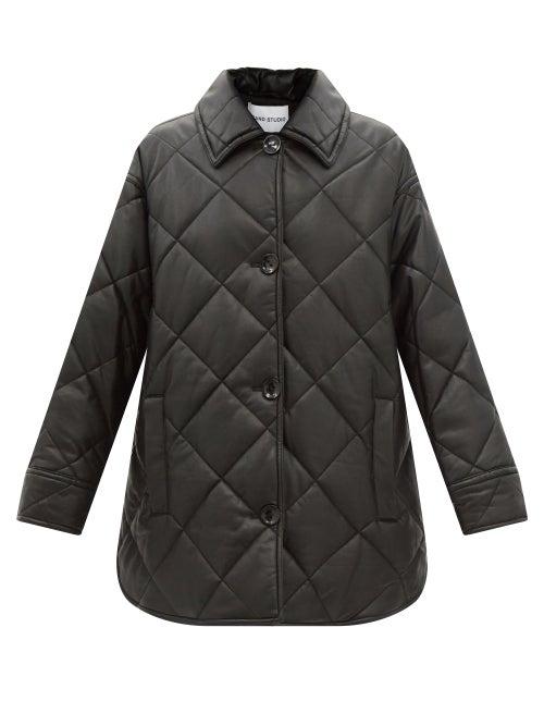 Stand Studio - Nanna Faux-leather Quilted Coat - Womens - Black