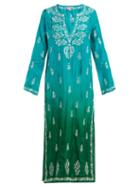 Matchesfashion.com Juliet Dunn - Sequin Embellished Embroidered Silk Kaftan - Womens - Green Multi