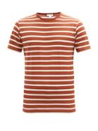 Matchesfashion.com Sunspel - Striped Supima Cotton-jersey T-shirt - Mens - Dark Orange