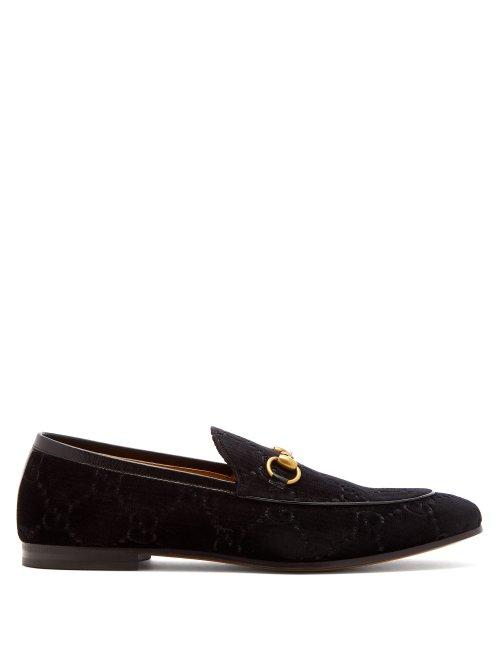 Matchesfashion.com Gucci - Jordaan Velvet Loafers - Mens - Black