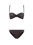 Matchesfashion.com Leslie Amon - Thea Metallic Bikini - Womens - Black