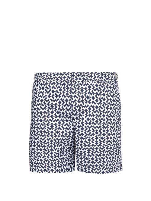 Matchesfashion.com Orlebar Brown - Bulldog Frecce Print Swim Shorts - Mens - Navy