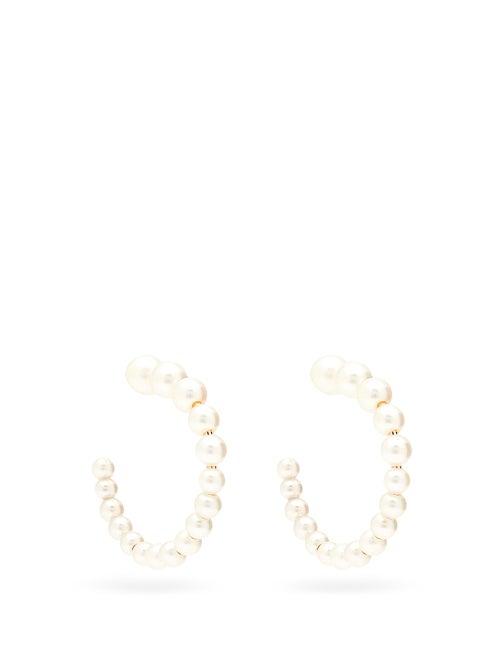 Matchesfashion.com Sophie Bille Brahe - Boucle Freshwater-pearl & 14kt Gold Hoop Earrings - Womens - Pearl