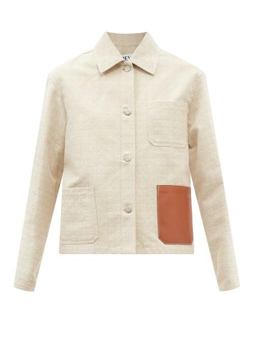 Ladies Rtw Loewe - Anagram-jacquard Cotton Jacket - Womens - Light Beige
