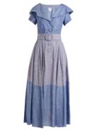 Matchesfashion.com Gl Hrgel - Linen And Cotton Blend Dress - Womens - Blue