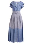 Matchesfashion.com Gl Hrgel - Linen And Cotton Blend Dress - Womens - Blue