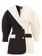 Matchesfashion.com Elzinga - Balloon-sleeve Wool-crepe Mini Blazer Dress - Womens - Black White
