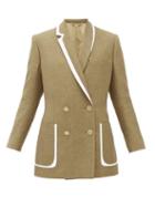 Matchesfashion.com Fendi - Double Breasted Bow Back Wool Blend Jacket - Womens - Brown Multi