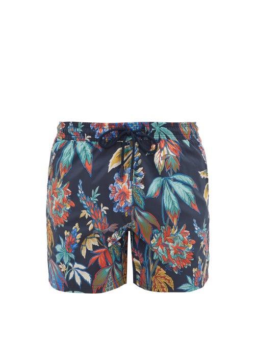 Matchesfashion.com Etro - Floral-print Drawstring Swim Shorts - Mens - Navy Multi