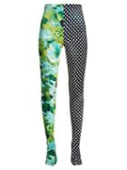 Matchesfashion.com Richard Quinn - Floral And Polka Dot Print Leggings - Womens - Green Multi