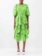 Shrimps - Dax Guipure-lace Tiered Midi Dress - Womens - Lime Green