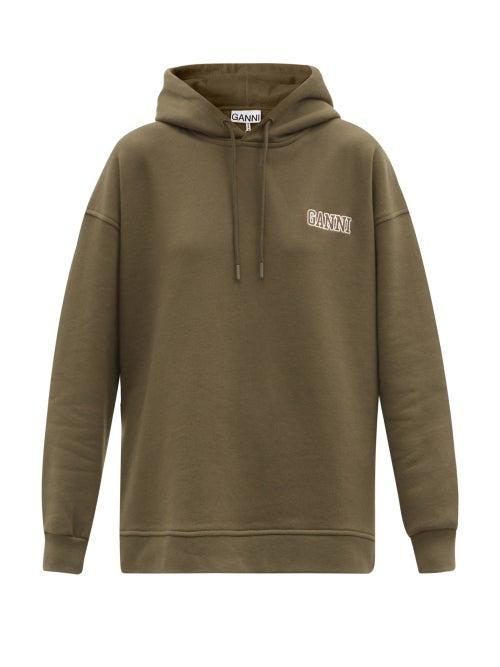 Matchesfashion.com Ganni - Software Organic Cotton-blend Hooded Sweatshirt - Womens - Olive Green