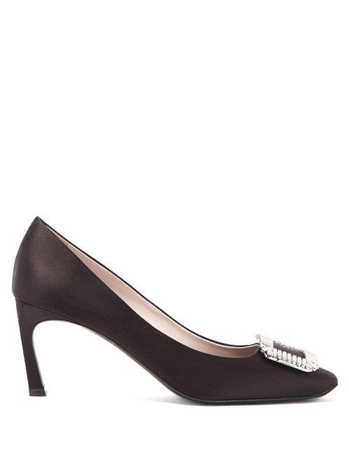 Matchesfashion.com Roger Vivier - Trompette Crystal-buckle Satin Pumps - Womens - Black