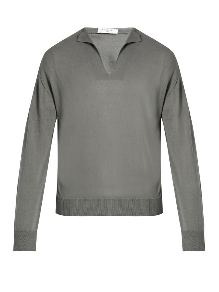 Boglioli V-neck Cotton And Silk-blend Sweater