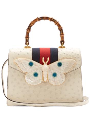 Gucci Moth-embellished Ostrich-leather Bag