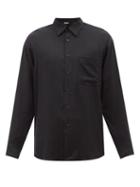 Auralee - Patch-pocket Wool-twill Shirt - Mens - Black