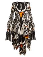 Matchesfashion.com Alexander Mcqueen - Exploded Beetle Print Draped Silk Dress - Womens - Ivory Multi