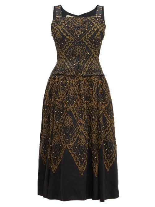 Matchesfashion.com William Vintage - Dior 1955 La Mexique Faille Gown - Womens - Black